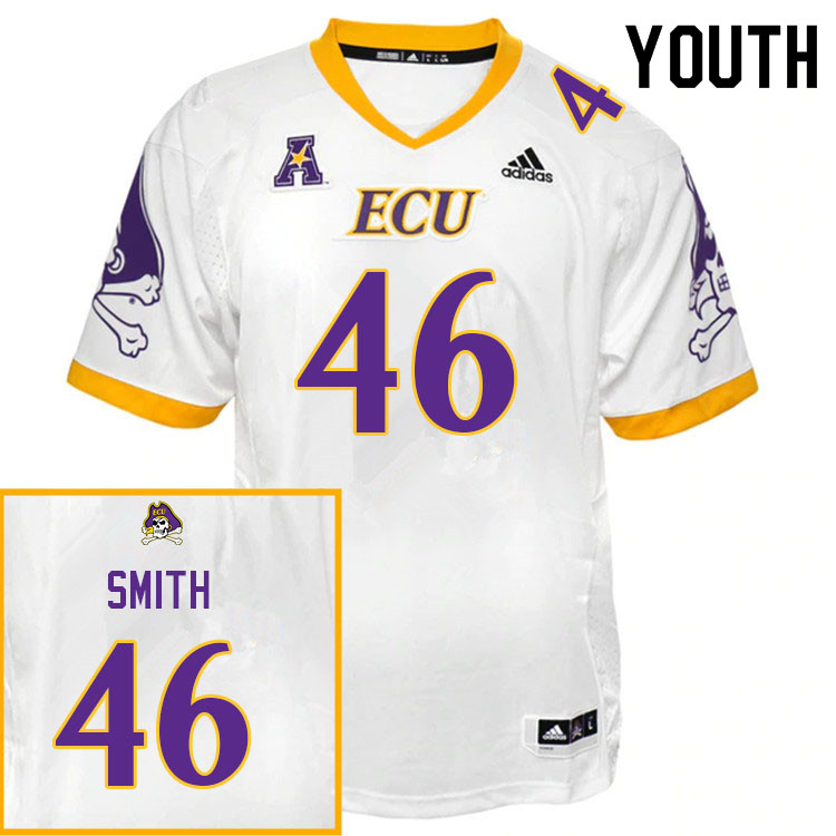 Youth #46 Carson Smith ECU Pirates College Football Jerseys Sale-White - Click Image to Close